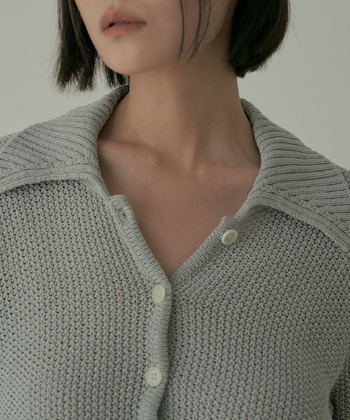 LINGSEOUL(リングソウル)の「open collar cotton knit-mint(ニット/セーター・レディース・その他・FREE)」の4枚目の写真