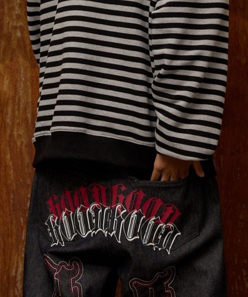 HOODHOOD(フッドフッド)の「【UNISEX】HOODHOOD/マルチロゴデニム(デニムパンツ・レディース・インディゴブルー/ブルー・MEDIUM/LARGE)」の2枚目の写真