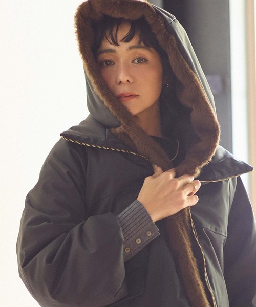 Gready Brilliant（グレディブリリアン）の「取り外しファー中綿フードコート（その他アウター・レディース・ブラウン/ブラック・FREE）」の9枚目の写真