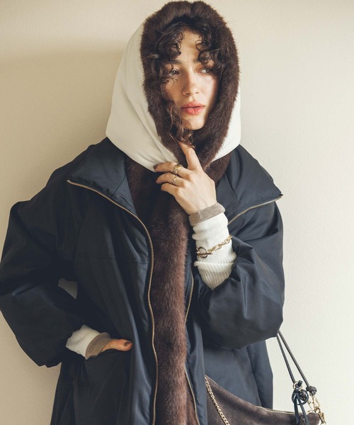 Gready Brilliant（グレディブリリアン）の「取り外しファー中綿フードコート（その他アウター・レディース・ブラウン/ブラック・FREE）」の16枚目の写真