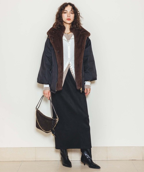 Gready Brilliant（グレディブリリアン）の「取り外しファー中綿フードコート（その他アウター・レディース・ブラウン/ブラック・FREE）」の18枚目の写真