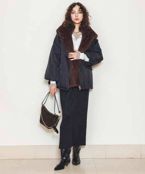 Gready Brilliant（グレディブリリアン）の「取り外しファー中綿フードコート（その他アウター・レディース・ブラウン/ブラック・FREE）」の19枚目の写真