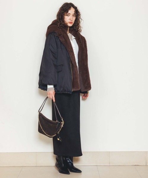 Gready Brilliant（グレディブリリアン）の「取り外しファー中綿フードコート（その他アウター・レディース・ブラウン/ブラック・FREE）」の20枚目の写真