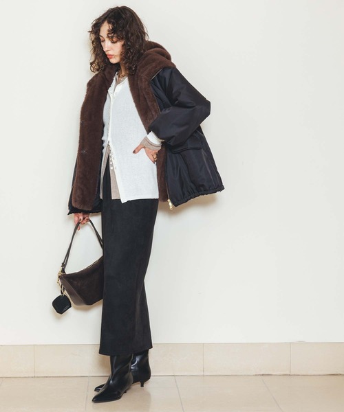 Gready Brilliant（グレディブリリアン）の「取り外しファー中綿フードコート（その他アウター・レディース・ブラウン/ブラック・FREE）」の22枚目の写真