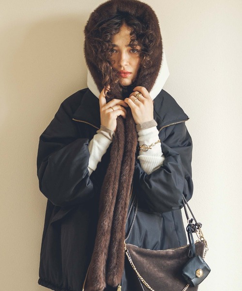 Gready Brilliant（グレディブリリアン）の「取り外しファー中綿フードコート（その他アウター・レディース・ブラウン/ブラック・FREE）」の14枚目の写真