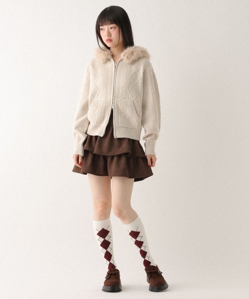 Heather（ヘザー）の「アーガイルハイSOX　632921（ソックス/靴下・レディース・グレー/アイボリー・ONE SIZE）」の3枚目の写真