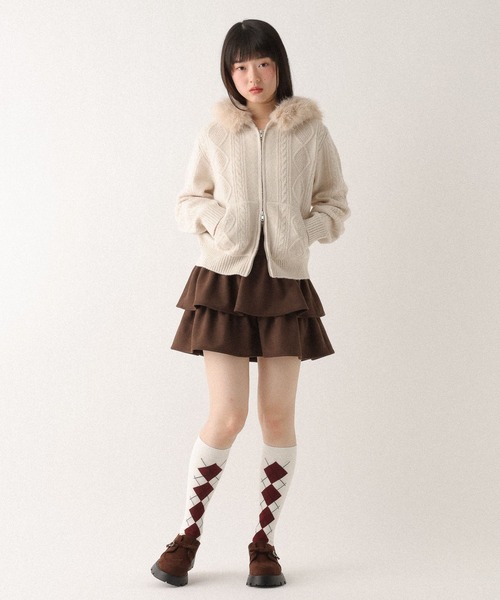 Heather（ヘザー）の「アーガイルハイSOX　632921（ソックス/靴下・レディース・グレー/アイボリー・ONE SIZE）」の4枚目の写真