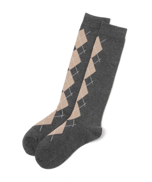 Heather（ヘザー）の「アーガイルハイSOX　632921（ソックス/靴下・レディース・グレー/アイボリー・ONE SIZE）」の6枚目の写真