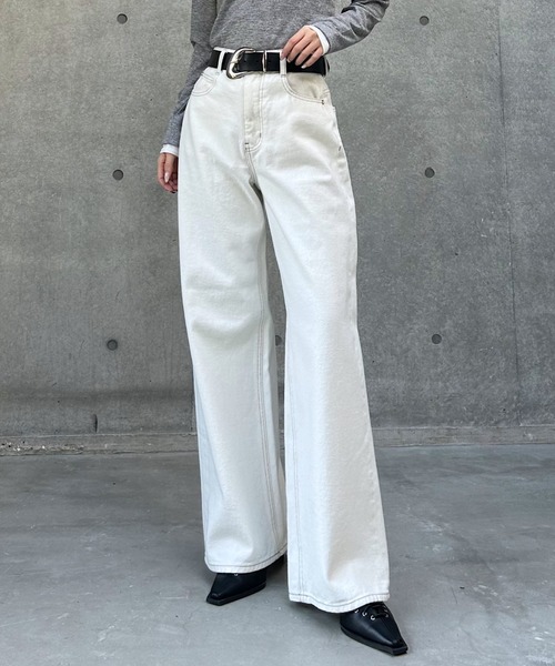 PAGEBOY（ページボーイ）の「クラシックストレート【3color/4size】（スラックス・レディース・オフホワイト/ブルー/ブラック・X-SMALL/SMALL/MEDIUM/LARGE）」の2枚目の写真