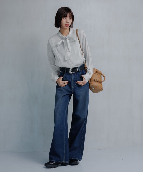 PAGEBOY（ページボーイ）の「クラシックストレート【3color/4size】（スラックス・レディース・オフホワイト/ブルー/ブラック・X-SMALL/SMALL/MEDIUM/LARGE）」の5枚目の写真