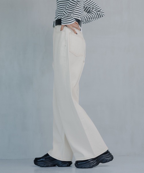 PAGEBOY（ページボーイ）の「クラシックストレート【3color/4size】（スラックス・レディース・オフホワイト/ブルー/ブラック・X-SMALL/SMALL/MEDIUM/LARGE）」の22枚目の写真