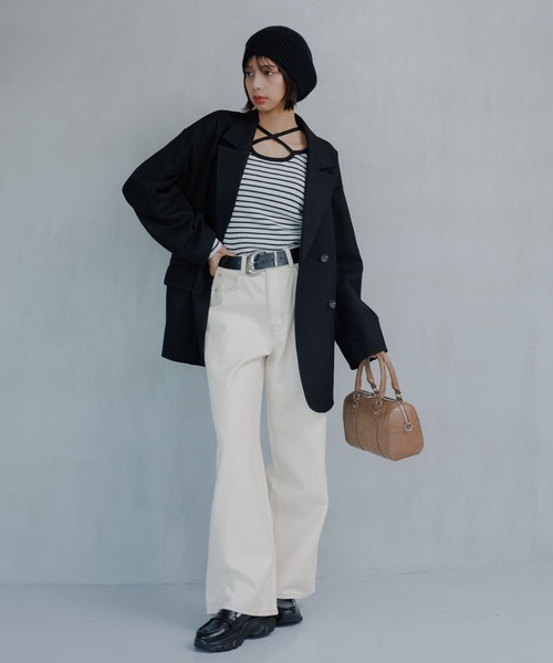 PAGEBOY（ページボーイ）の「クラシックストレート【3color/4size】（スラックス・レディース・オフホワイト/ブルー/ブラック・X-SMALL/SMALL/MEDIUM/LARGE）」の19枚目の写真