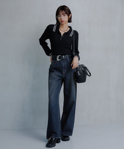 PAGEBOY（ページボーイ）の「クラシックストレート【3color/4size】（スラックス・レディース・オフホワイト/ブルー/ブラック・X-SMALL/SMALL/MEDIUM/LARGE）」の6枚目の写真