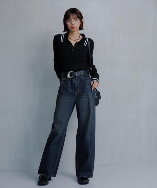 PAGEBOY（ページボーイ）の「クラシックストレート【3color/4size】（スラックス・レディース・オフホワイト/ブルー/ブラック・X-SMALL/SMALL/MEDIUM/LARGE）」の7枚目の写真