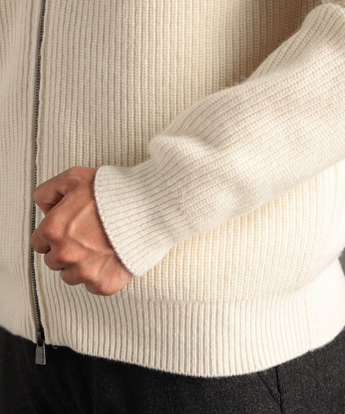 MONSIEUR NICOLE（ムッシュニコル）の「メリノウール　ニットブルゾン（ニット/セーター・メンズ・オフホワイト/グレー/ブラック・MEDIUM/X-LARGE/LARGE）」の8枚目の写真