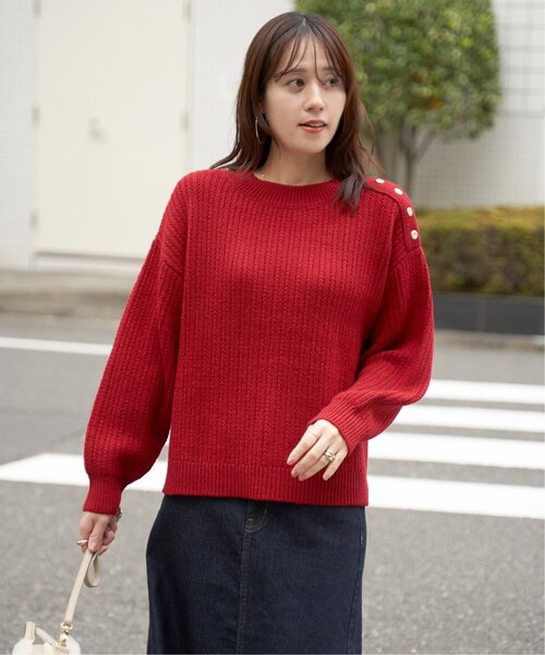 ikka(イッカ)の「肩ボタン変形リブニットプルオーバー(ニット/セーター・レディース・オフホワイト/ブラウン系その他/レッド/ネイビー・M/L/S)」の15枚目の写真