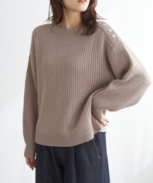 ikka | 肩ボタン変形リブニットプルオーバー(ニット/セーター)