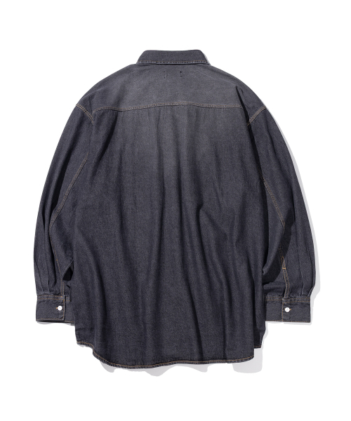 MASSNOUN(マスノウン)の「リラックスウォッシュドデニムポケット長袖シャツMSFST001-BK(シャツ/ブラウス・レディース・その他・MEDIUM/LARGE/X-LARGE)」の2枚目の写真