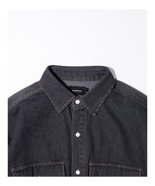 MASSNOUN(マスノウン)の「リラックスウォッシュドデニムポケット長袖シャツMSFST001-BK(シャツ/ブラウス・レディース・その他・MEDIUM/LARGE/X-LARGE)」の3枚目の写真