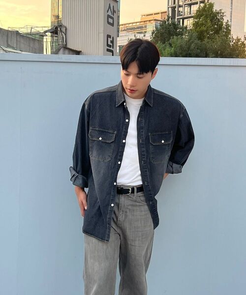 MASSNOUN(マスノウン)の「リラックスウォッシュドデニムポケット長袖シャツMSFST001-BK(シャツ/ブラウス・レディース・その他・MEDIUM/LARGE/X-LARGE)」の16枚目の写真