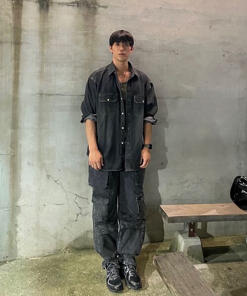 MASSNOUN(マスノウン)の「リラックスウォッシュドデニムポケット長袖シャツMSFST001-BK(シャツ/ブラウス・レディース・その他・MEDIUM/LARGE/X-LARGE)」の19枚目の写真