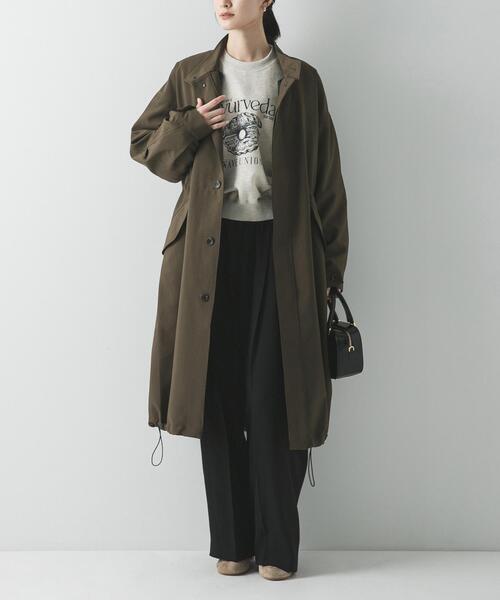新品未使用！アーバンリサーチ　カーキ ロングコート ナイロン　中綿 セール】『WEB限定』インナーダウン付スタンドカラーロングコート