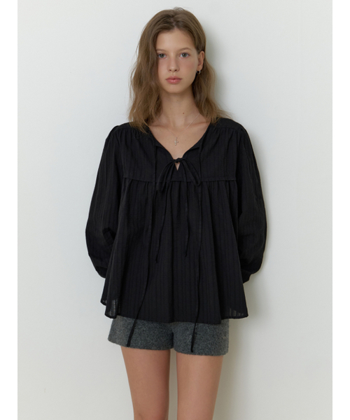 RE_L(リエル)の「Florence ribbon blouse (black)(シャツ/ブラウス・レディース・ブラック・FREE)」の3枚目の写真
