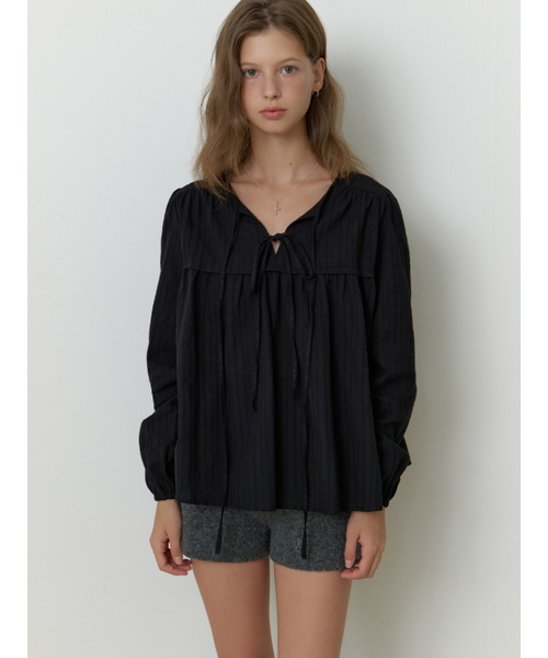 RE_L(リエル)の「Florence ribbon blouse (black)(シャツ/ブラウス・レディース・ブラック・FREE)」の4枚目の写真