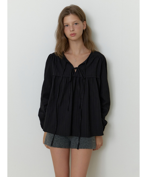 RE_L(リエル)の「Florence ribbon blouse (black)(シャツ/ブラウス・レディース・ブラック・FREE)」の5枚目の写真