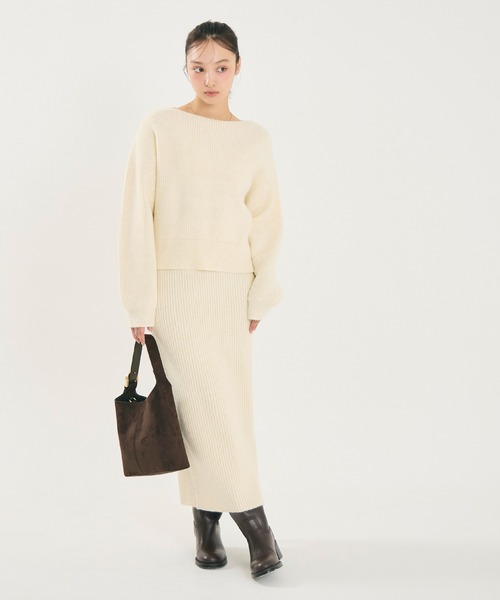 coca(coca)(コカ)の「ラメニットIラインスカート(スカート・レディース・アイボリー/グレー・M/S/L)」の3枚目の写真