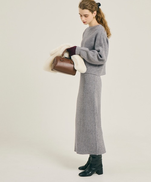 coca(coca)(コカ)の「ラメニットIラインスカート(スカート・レディース・アイボリー/グレー・M/S/L)」の10枚目の写真