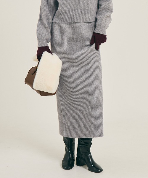 coca(coca)(コカ)の「ラメニットIラインスカート(スカート・レディース・アイボリー/グレー・M/S/L)」の11枚目の写真
