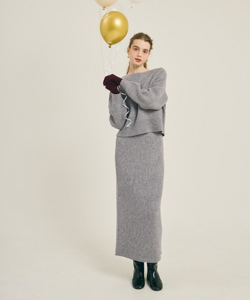 coca(coca)(コカ)の「ラメニットIラインスカート(スカート・レディース・アイボリー/グレー・M/S/L)」の13枚目の写真