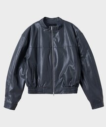 フェイクレザー ベジタブルツーウェイミニッシュ切り替えジャケット [グレー]