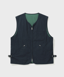 BRUSHED COTTON REVERSIBLE VEST (NAVY GREEN)
