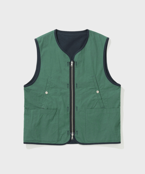 SHIRTER(シャーター)の「BRUSHED COTTON REVERSIBLE VEST (NAVY GREEN)(ベスト・メンズ・その他・LARGE/MEDIUM/SMALL)」の2枚目の写真