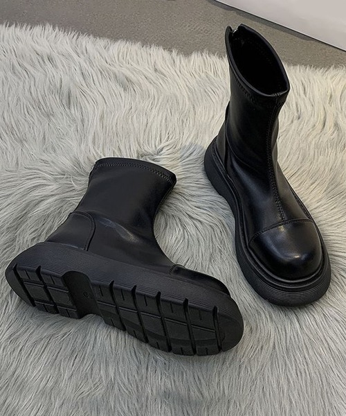 shoes365（シューズスリーシックスファイヴ）の「厚底ショートブーツ（ブーツ・レディース・ブラック/ホワイト・23.0cm/23.5cm/24.0cm/24.5cm/25.0cm）」の10枚目の写真