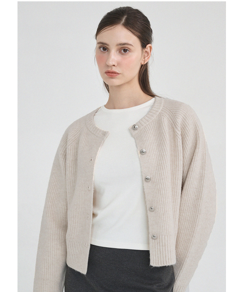 MICANE(ミケーネ)の「レースウールニットカーディガン(カーディガン/ボレロ・レディース・チャコール/クリーム・X-LARGE/SMALL/MEDIUM/LARGE)」の3枚目の写真