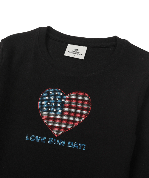 SUNDAY FRUIT MARKET(サンデーフルーツマーケット)の「W) HEART BLING LS TEE BLACK(Tシャツ/カットソー・レディース・その他・SMALL/MEDIUM)」の3枚目の写真