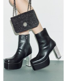 EVRIS | グリッターチャンキーヒールショートブーツ(ブーツ)