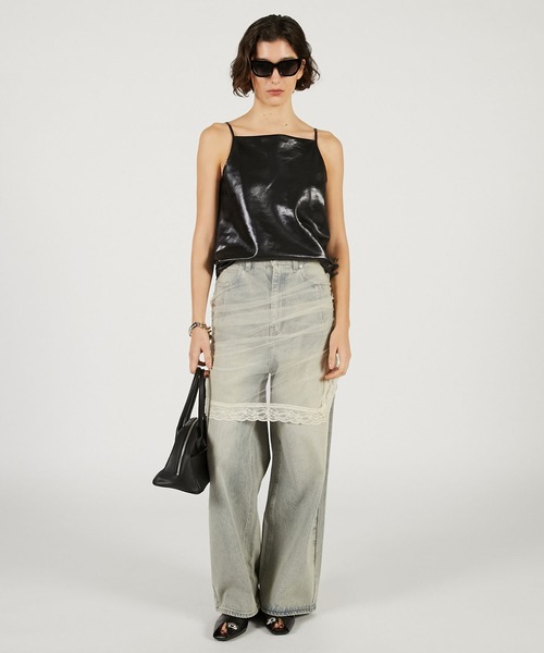 PRANK PROJECT（プランクプロジェクト）の「【2026Spring Pre-Order】レザーサテンキャミ / Leather Satin Camisole（キャミソール・レディース・ブラック/ブラウン・FREE）」の3枚目の写真