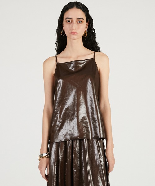 PRANK PROJECT（プランクプロジェクト）の「【2026Spring Pre-Order】レザーサテンキャミ / Leather Satin Camisole（キャミソール・レディース・ブラック/ブラウン・FREE）」の11枚目の写真