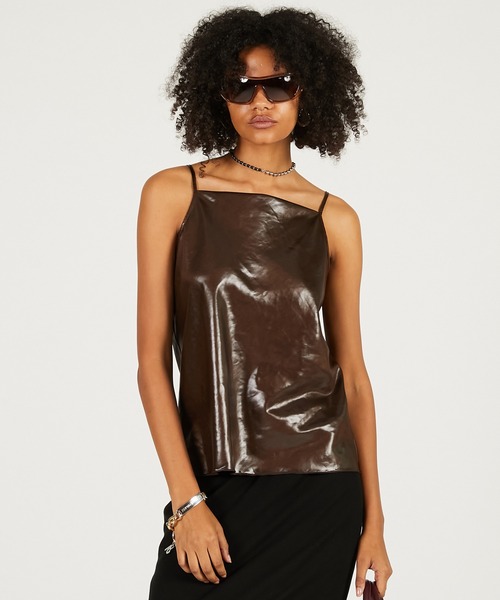 PRANK PROJECT（プランクプロジェクト）の「【2026Spring Pre-Order】レザーサテンキャミ / Leather Satin Camisole（キャミソール・レディース・ブラック/ブラウン・FREE）」の12枚目の写真