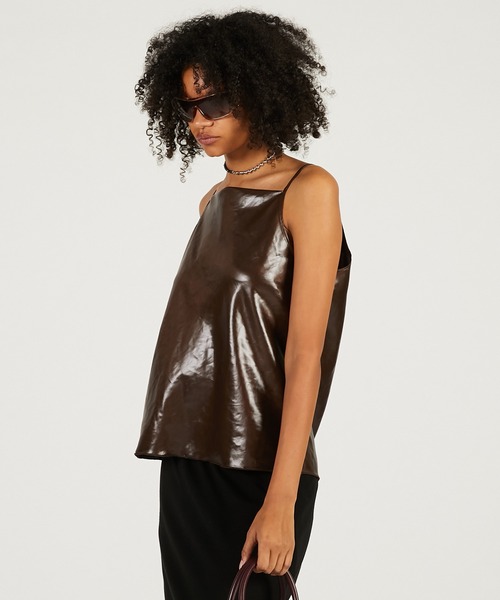 PRANK PROJECT（プランクプロジェクト）の「【2026Spring Pre-Order】レザーサテンキャミ / Leather Satin Camisole（キャミソール・レディース・ブラック/ブラウン・FREE）」の13枚目の写真