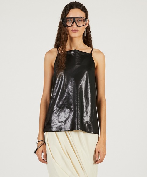 PRANK PROJECT（プランクプロジェクト）の「【2026Spring Pre-Order】レザーサテンキャミ / Leather Satin Camisole（キャミソール・レディース・ブラック/ブラウン・FREE）」の7枚目の写真