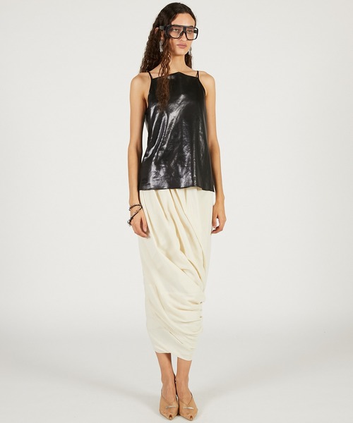 PRANK PROJECT（プランクプロジェクト）の「【2026Spring Pre-Order】レザーサテンキャミ / Leather Satin Camisole（キャミソール・レディース・ブラック/ブラウン・FREE）」の4枚目の写真