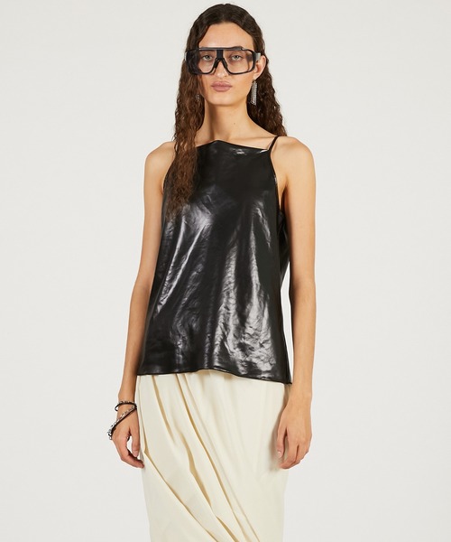 PRANK PROJECT（プランクプロジェクト）の「【2026Spring Pre-Order】レザーサテンキャミ / Leather Satin Camisole（キャミソール・レディース・ブラック/ブラウン・FREE）」の8枚目の写真