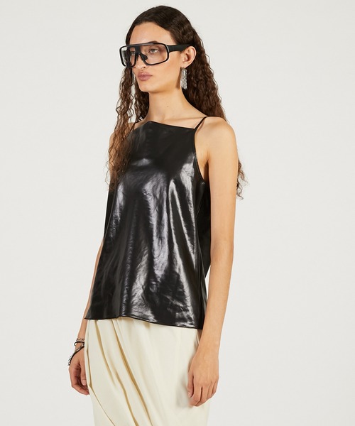 PRANK PROJECT（プランクプロジェクト）の「【2026Spring Pre-Order】レザーサテンキャミ / Leather Satin Camisole（キャミソール・レディース・ブラック/ブラウン・FREE）」の9枚目の写真