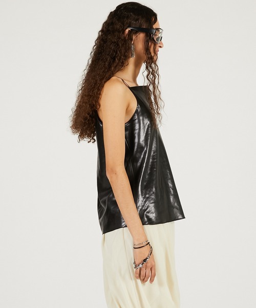 PRANK PROJECT（プランクプロジェクト）の「【2026Spring Pre-Order】レザーサテンキャミ / Leather Satin Camisole（キャミソール・レディース・ブラック/ブラウン・FREE）」の10枚目の写真