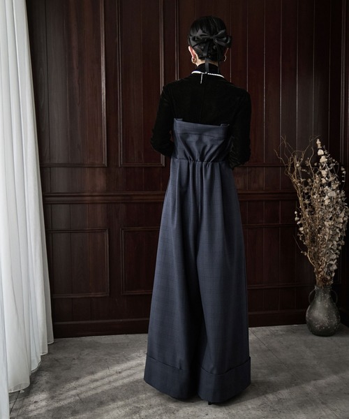 etoll.（エトル）の「チェック柄ベアトップパンツドレス（パンツドレス・レディース・ネイビー/グレー・S/M）」の6枚目の写真